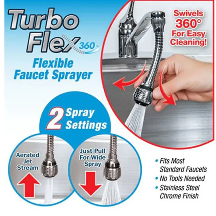 MOIIO Hot Sale 360 Flexible Faucet Sprayer Stainless Steel Turbo Flex 360 Sink Faucet Sprayer Jet Swivel 360 Easy Clean MOIIO Hot Sale 360 Flexible Faucet Sprayer Stainless Steel Turbo Flex 360 Sink Faucet Sprayer Jet Swivel 360 Easy Clean