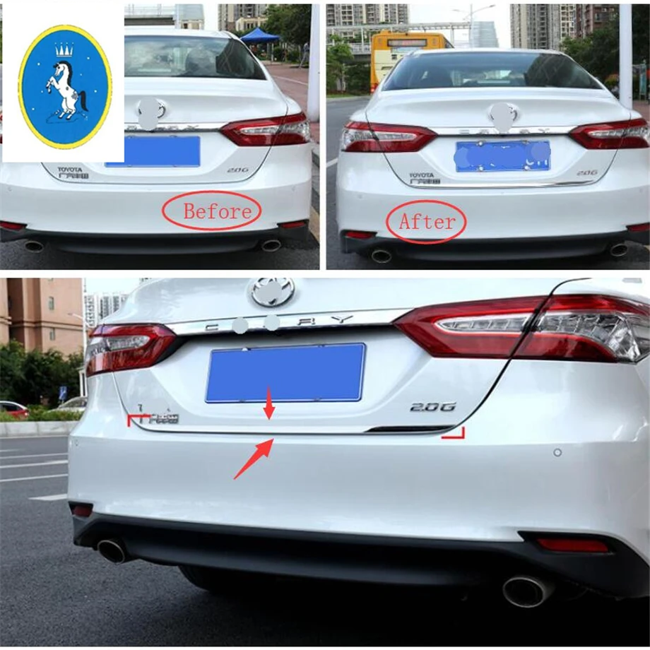 

Yimaautotrims Auto Accessory Rear Trunk Lid Cover Tailgate Trim Door Handle Boot Cover Trim 1 Pcs Fit For Toyota Camry 2018 2019