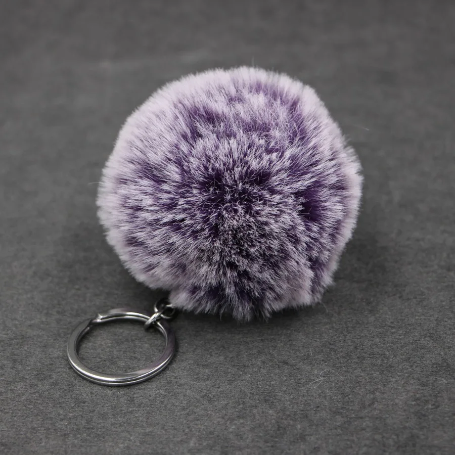 

8CM 17 Colors Fluffy Rabbit Fur Ball Key Chain Cute Cream Black Pompom Artificial Rabbit Fur Keychain Women Car Bag Key Ring