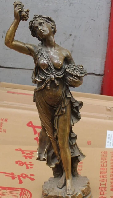 

22"Folk Chinese Bronze Stand Nude Sexy Belle Beauty Girl Woman Miss Madam Statue S0708 B0403