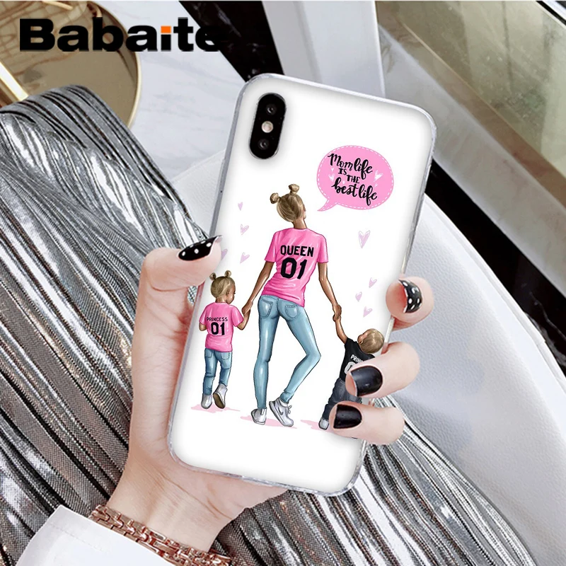 Babaite أمي و الطفل شفافة TPU لينة سيليكون الهاتف غطاء ل أبل فون 8 7 6 6 S زائد X XS ماكس 5 5 S SE XR الهواتف المحمولة
