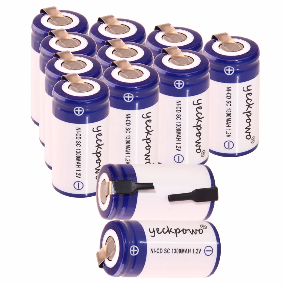 

yeckpowo 12 pcs SC 1300mah 1.2v battery NICD rechargeable batterie power tools 4.25cm*2.2cm electric screwdriver elements