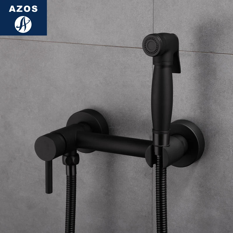 

Azos Bidet Faucet Pressurized Sprinkler Head Brass Black Cold and Hot Switch Single Function Washing Machine Pet Bath Toilet Rou