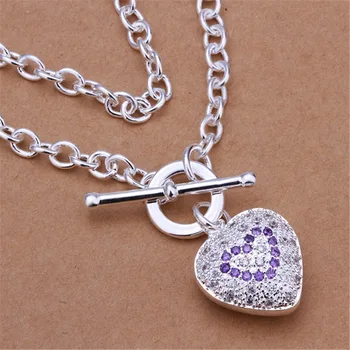 

Cute nice wedding silver color Crystal Beautiful charms women noble Heart Necklace Fashion trends , Jewelry Gifts N277