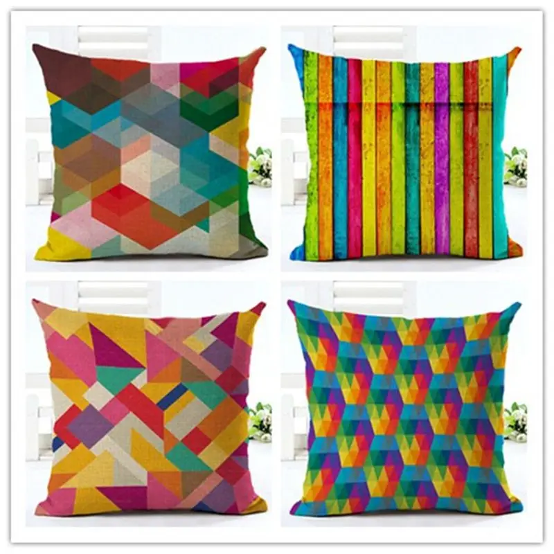New Colorful Plaid Geometric Cushion Covers Decorative Pillows Cushions