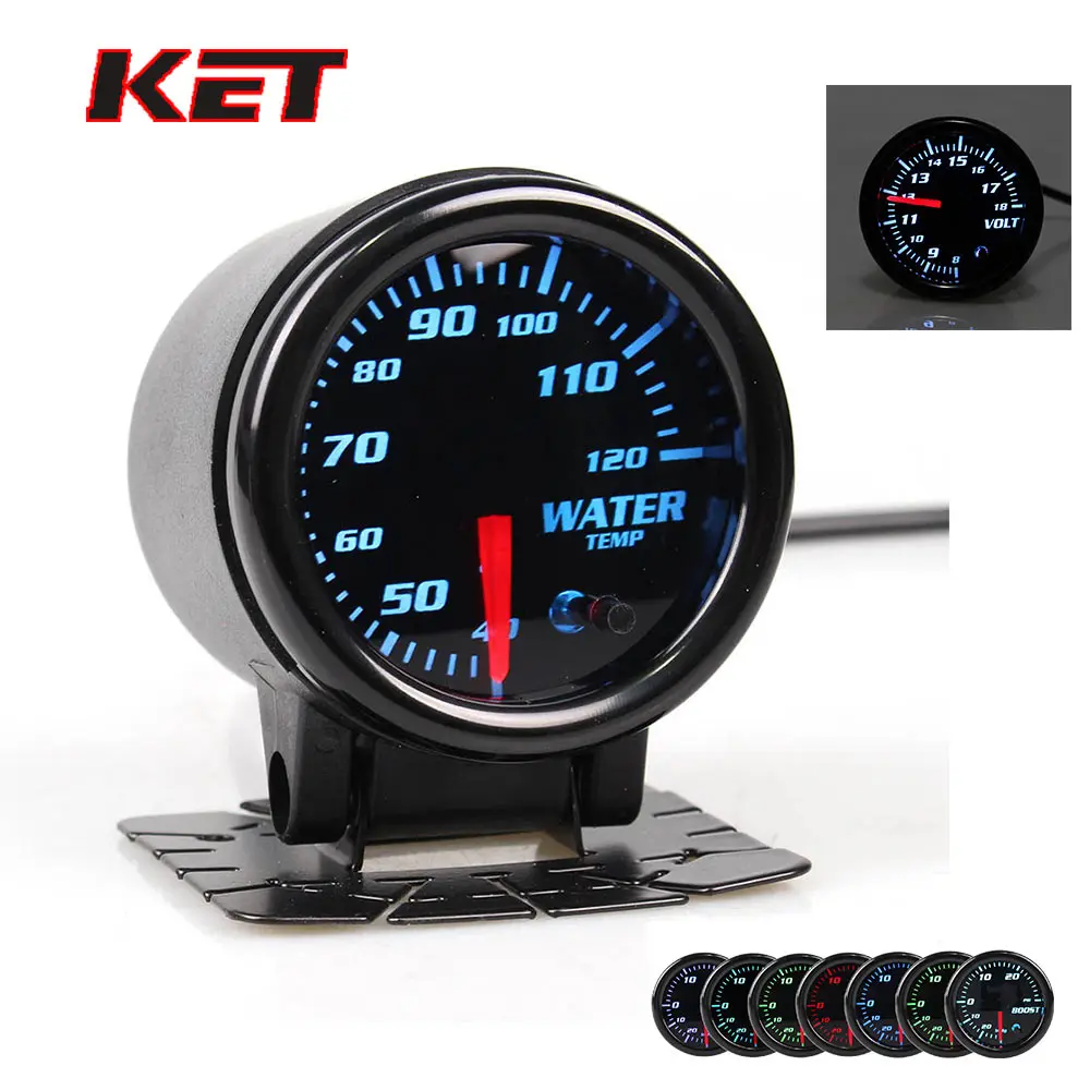 KET 2" 52mm Universal Car Auto Bar PSI Turbo Boost Gauge Meter With Sensor 7 Color LED Smoke Face auto gauge