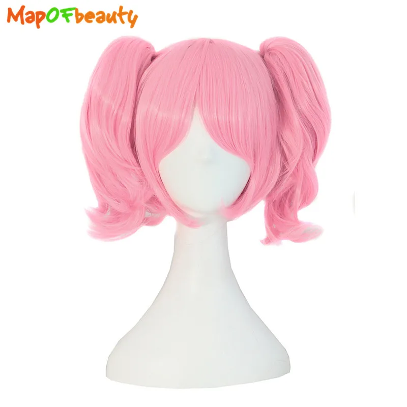 MapofBeauty Розовый Лолита косплей Плетеный парик Roromiya Karuta 2 конский хвост короткая