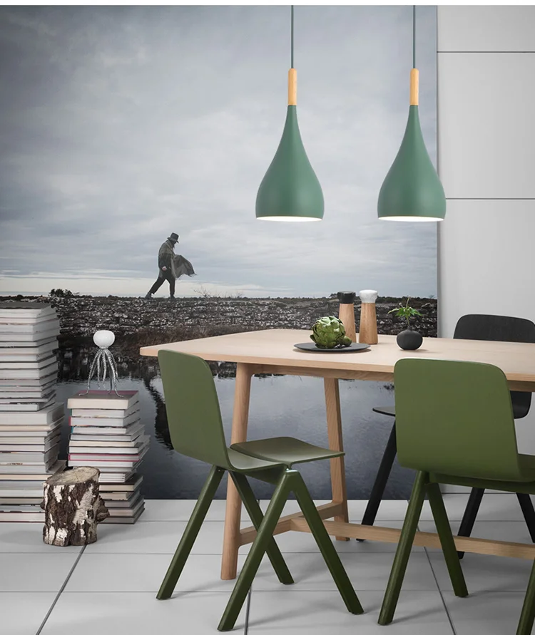 Suspensa para Restaurante Iluminação para Cozinha Luminária Pendente Multicolorida Madeira Moderna E27 Led 19 Cheap Luzes de pendentes