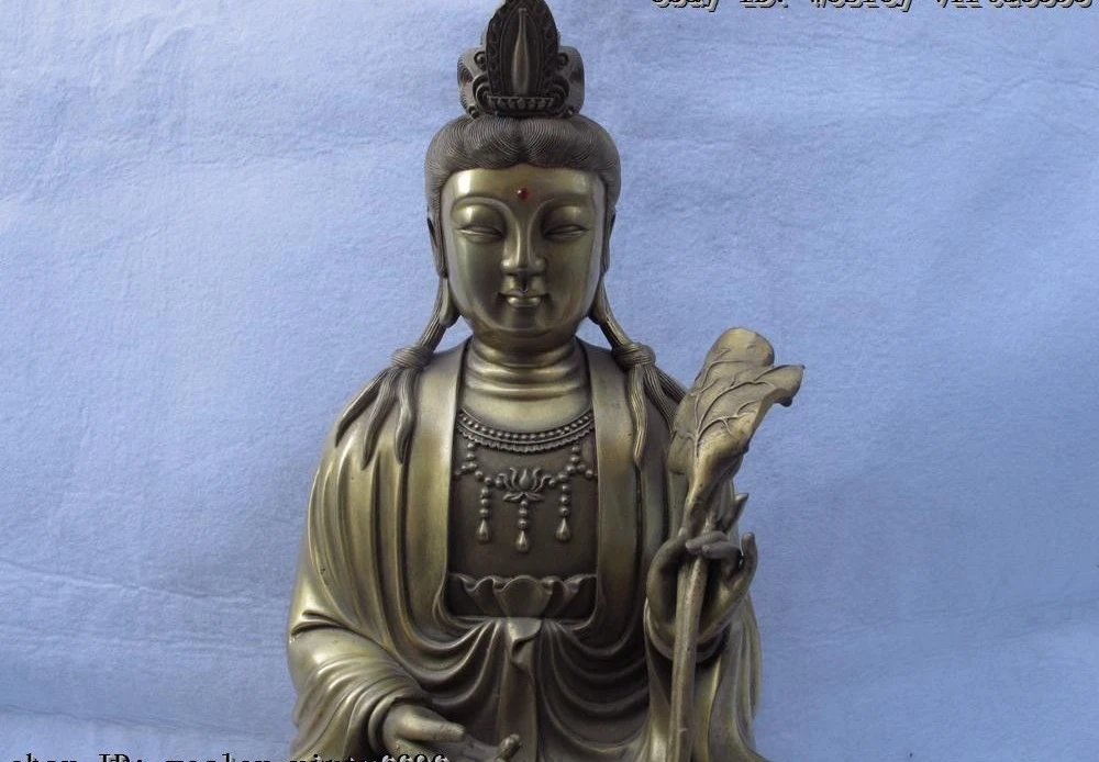 Тибетский буддистский храм медная латунь Mahasthamaprapta Bodhisattva статуя Гуань Инь|Статуи