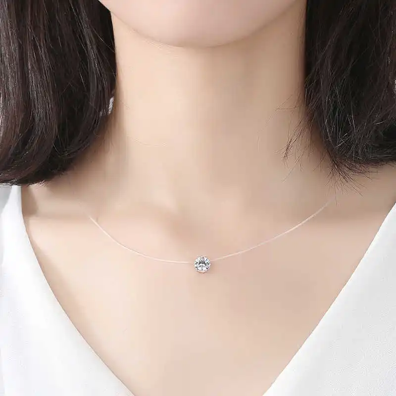 Transparent Fishing Line Necklace Clear 