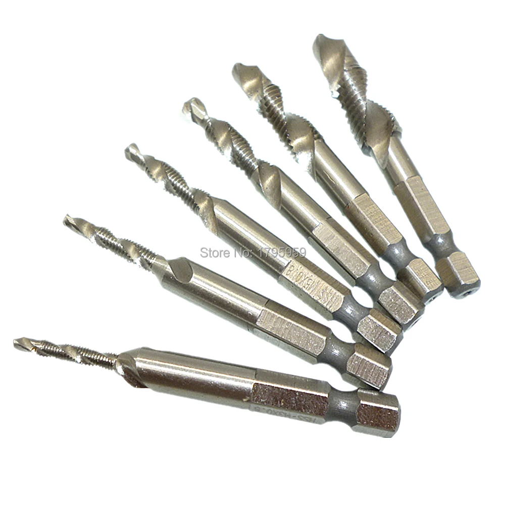 Buy 6pcs Screw Tap Drill Bits M3 M4 M5 M6 M8 M10 HSS Taps Countersink Deburr