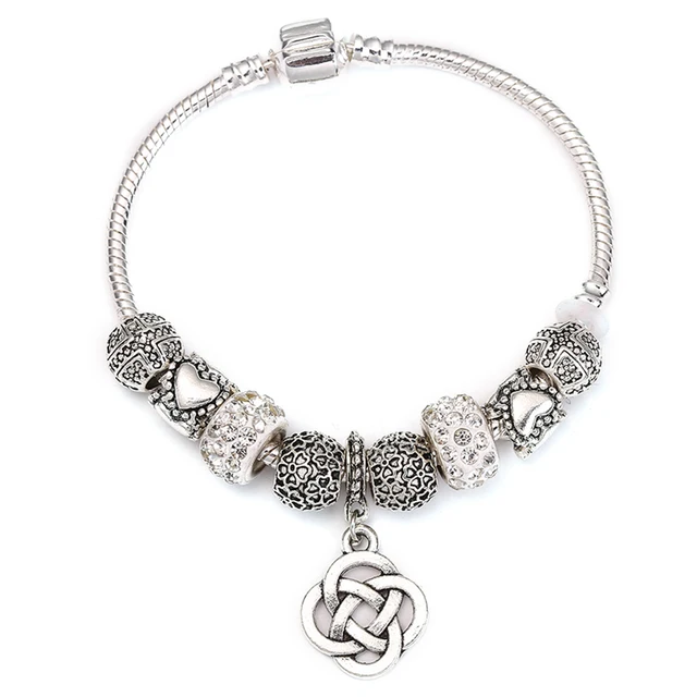 SPINNER geometry Dangle Charm Bracelet for Women With Heart Crystal Beads fit Sn SPINNER geometry Dangle Charm Bracelet for Women With Heart Crystal Beads fit Sn