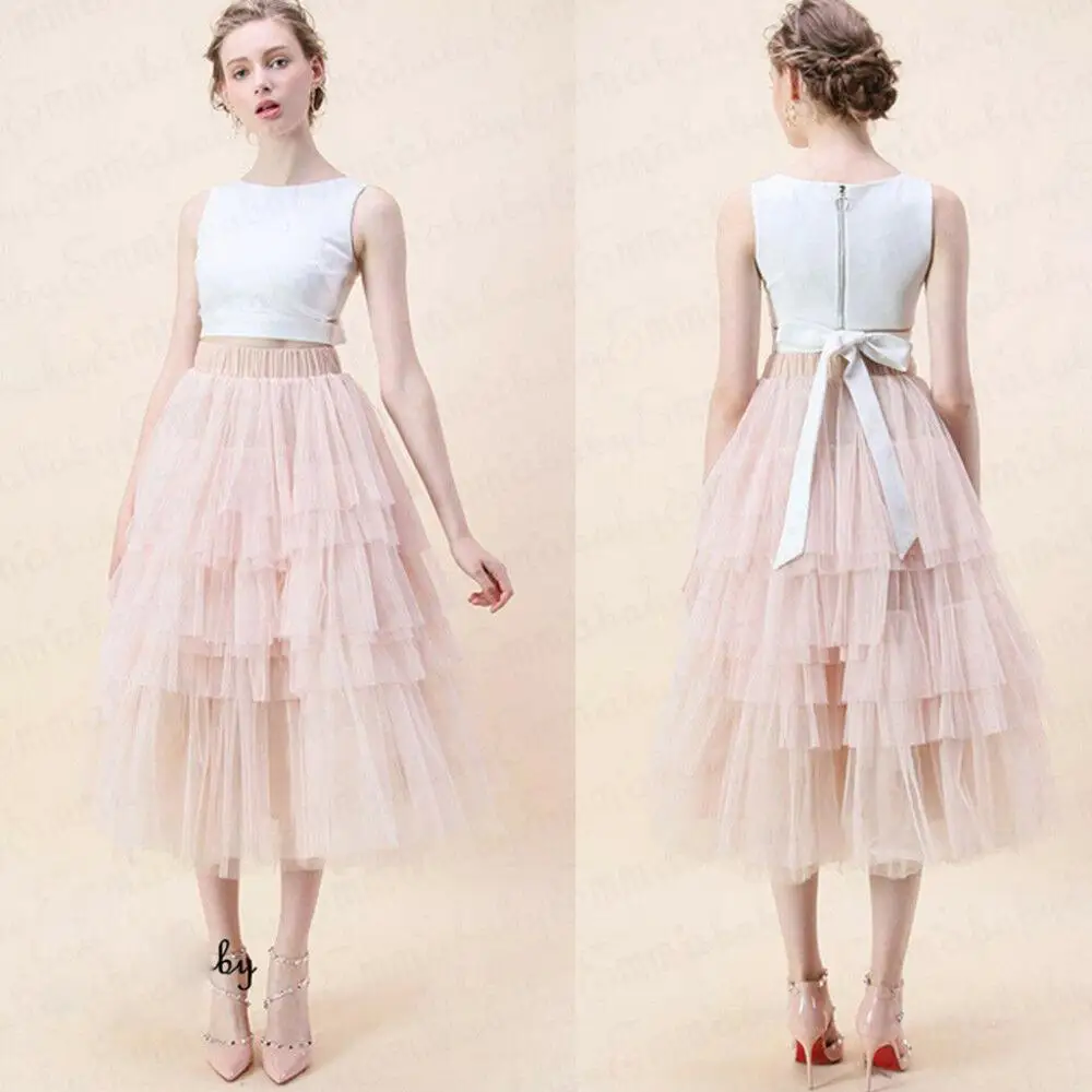 Women Summer Fashion Tulle Skirt Vintage colorful Tutu Petticoat Ball Gown Skirt 2019