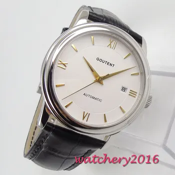 

40mm Coutent White Dial Sapphire Glass Yellow Golden Hands Miyota Automatic Mechanical Men's Watch