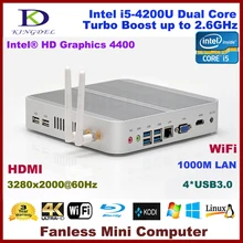 2015 New Intel i5-4200U Dual Core CPU Mini Desktop Computer, Thin Client, 2GB RAM+320GB HDD, 3280*2000, WiFi, HDMI, Fanless