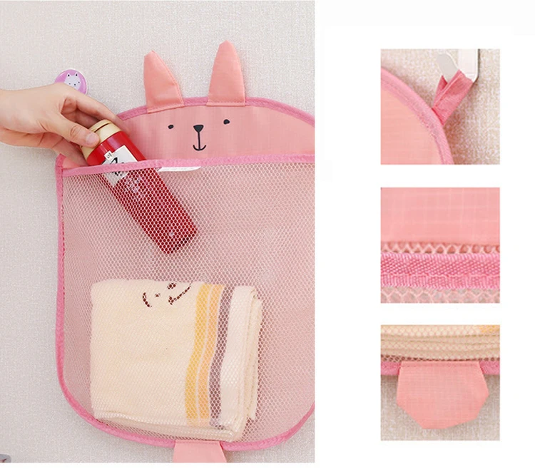 

Cartoon Cute Bathroom Hanging Storage Basket Baby Kids Bathing Toy Storage Organizer Bathroom Folding Mesh Storage Basket