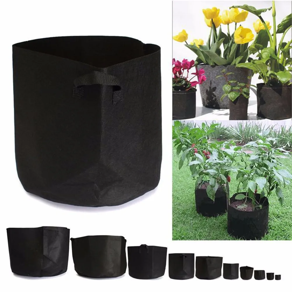 Details about   5Size Round white Fabric Pots Plant Pouch Root Container Grow Bag Aeration Cont 