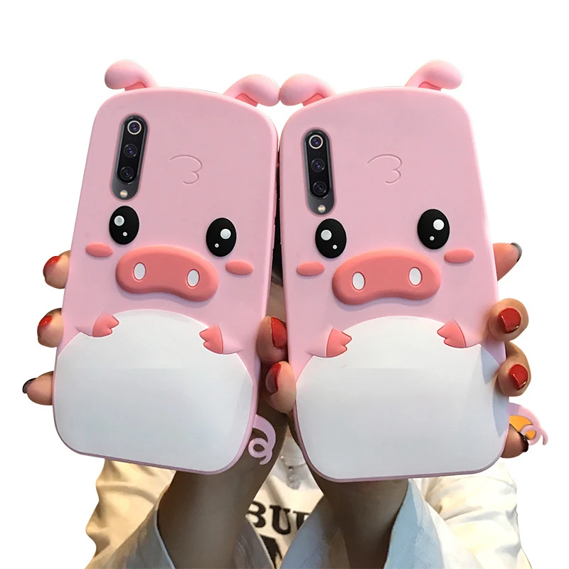 

3d pig silicon case for xiaomi mi 9 8 se lite A2 A1 redmi note 7 5 pro 5A plus case cover cute 3d cartoon soft Anti-knock phone