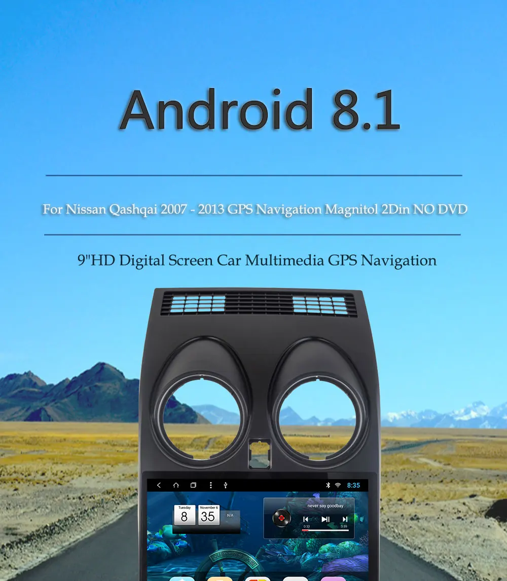 Excellent 2 Din Android 8.1 Car Radio For Nissan Qashqai 2007 2008 2009 2010 2011 2012 2013 GPS Navigation 8 Core Car Autoradio Head Unit 2