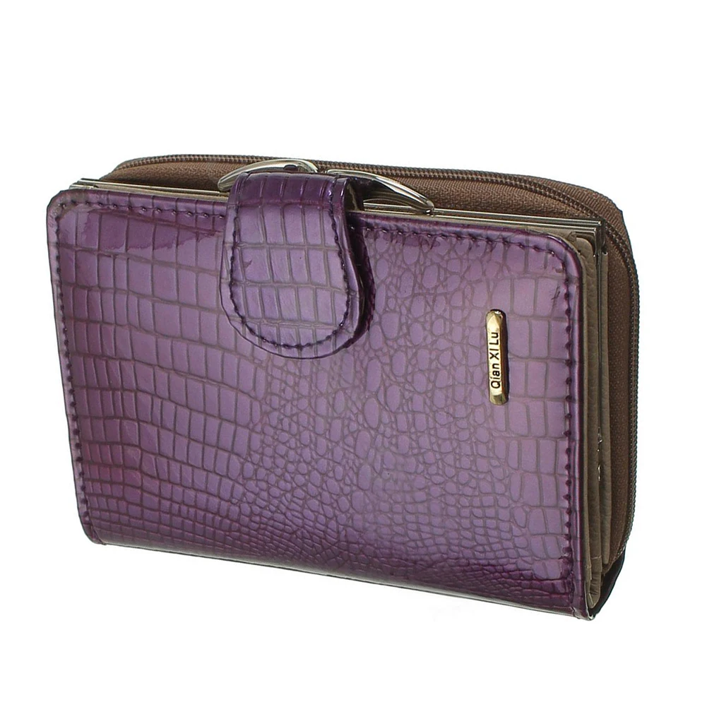

VSEN QIAN XILU Ladies Leather Cowhide Women Zipper Wallet Coin Card Holder Purse Clutch HandBagColors:Purple