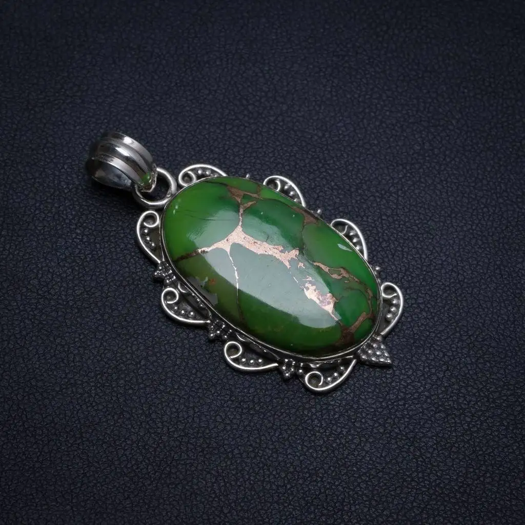 

Natural Turquoise Handmade Boho 925 Sterling Silver Pendant 1 3/4" T0454