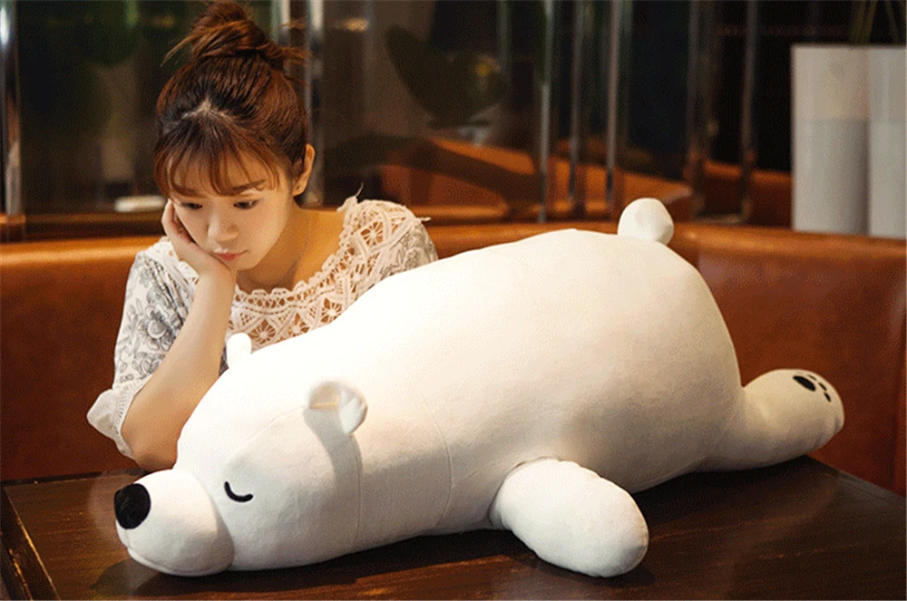 cuddly soft polar bear plush toy soft fluffy stuffed lying white bears pillow doll15