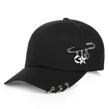

15PCS/LOT SINGYOU Punk Baseball Caps 2018 Casual Iron Ring Solid Cotton Snapback Cap Casquette Hat Sun Hats
