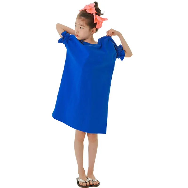 Летнее платье для девочек коллекция года, новое Брендовое прямое платье принцессы платье с v-образным вырезом и бантом для подростков одежда для малышей Детские платья для девочек, От 4 до 16 лет