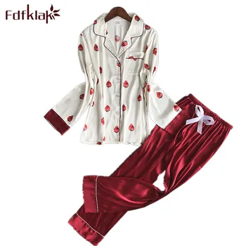 

Fdfklak new home clothes pyjamas women pajamas set sleepwear spring summer pijama sleep suit women long sleeve pajamas Q1056
