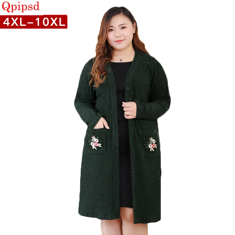 

Large size womens clothing knitting coats 2018 autumn winter new sweater cardigan female long embroidery cardigan women sweaters