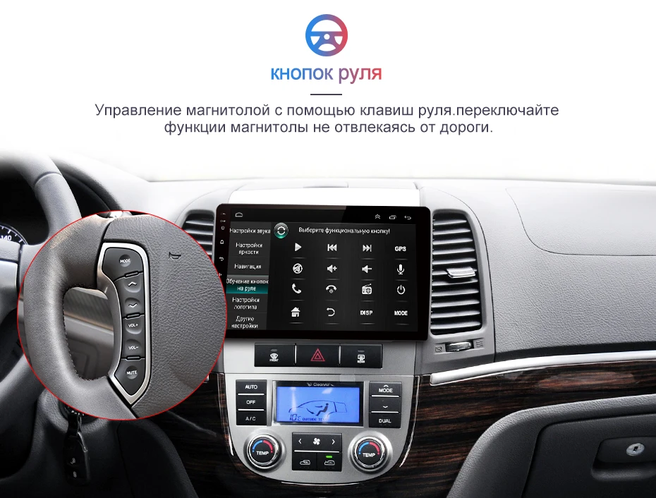 Junsun V1 Android 9,0 2G+ 32G DSP автомобильный Радио мультимедийный видео плеер для hyundai Santa Fe 2 2006-2012 навигация gps 2 din без dvd