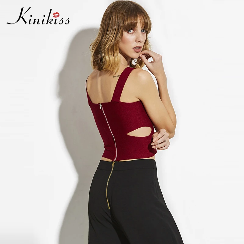 Kinikiss Hot Women Fitness bodybuilding sleeveless Zipper Spandex Tank