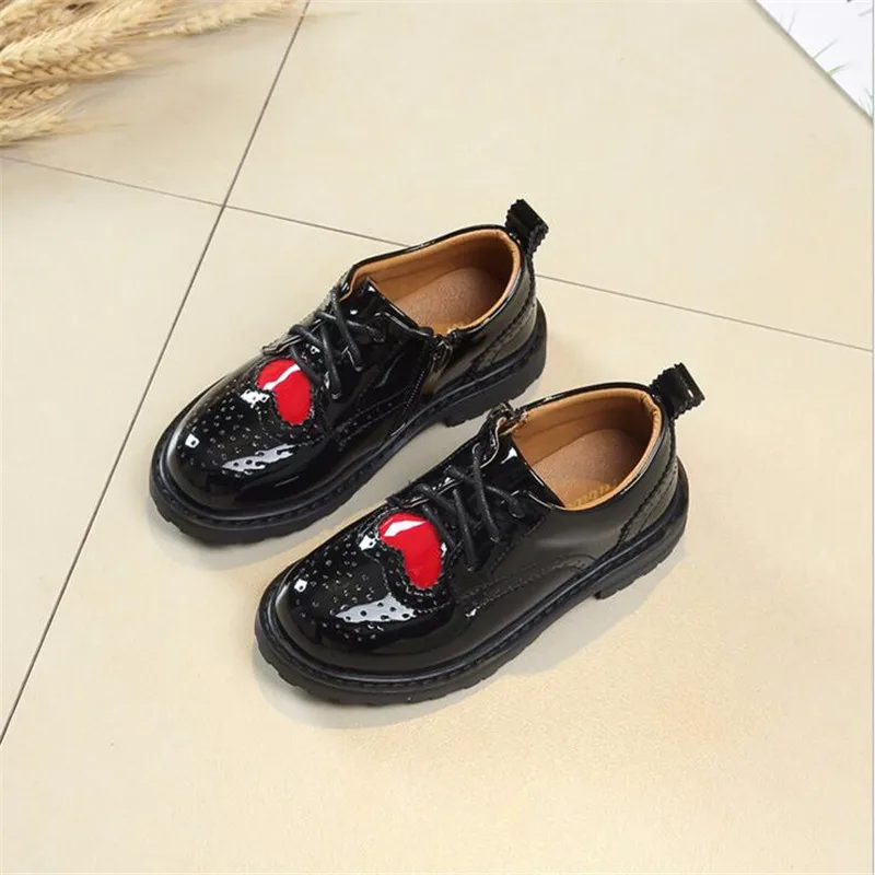 

High Quality Children Shoes 2018 Girls Flats For Children Patent Leather Shoes Boys Student School Shoes Black Single Shoes Kids