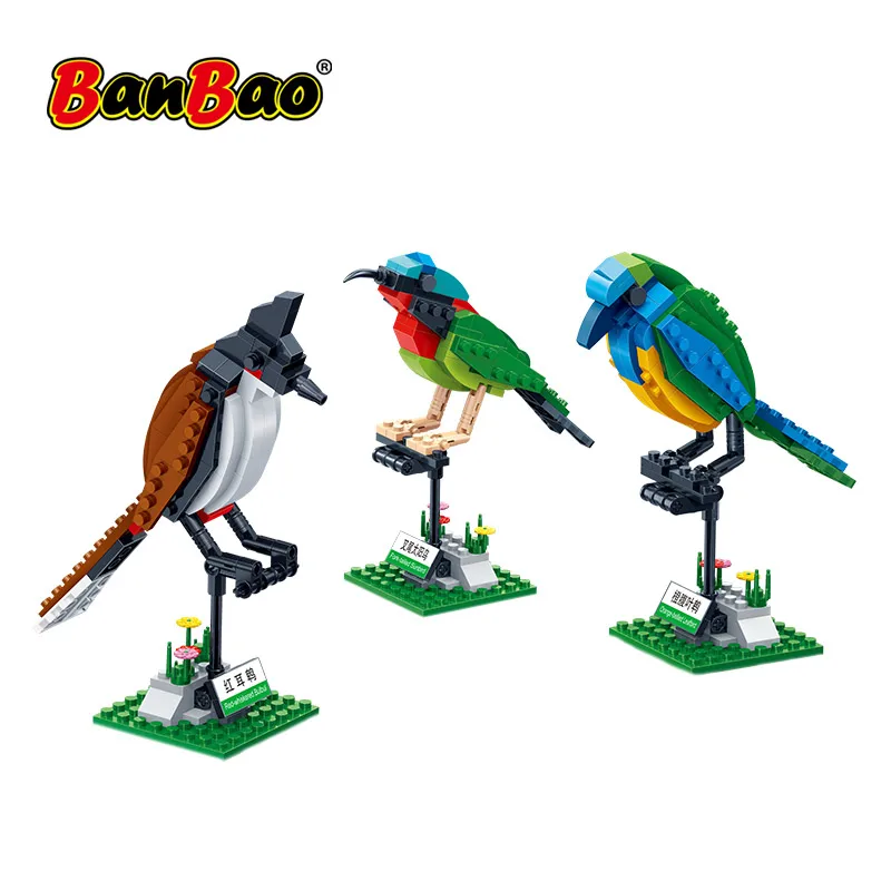 

BanBao Building Blocks 3 Birds Set Animal Cognition Bricks Educational Toys Model Compatible With brand Kids Children Gift 5123