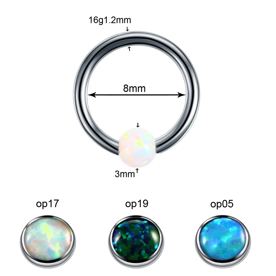 1 шт. титановый Опал пирсинг носа Перегородка носа кольца Клипсы Серьги язык губы кольцо микро Кожный Якорь Украшения для тела - Окраска металла: Style 2