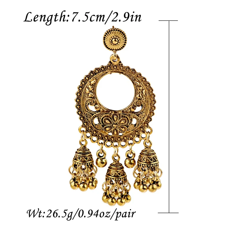 Винтажные женские круглые цыганские серьги Jhumka египетские полые цветочные
