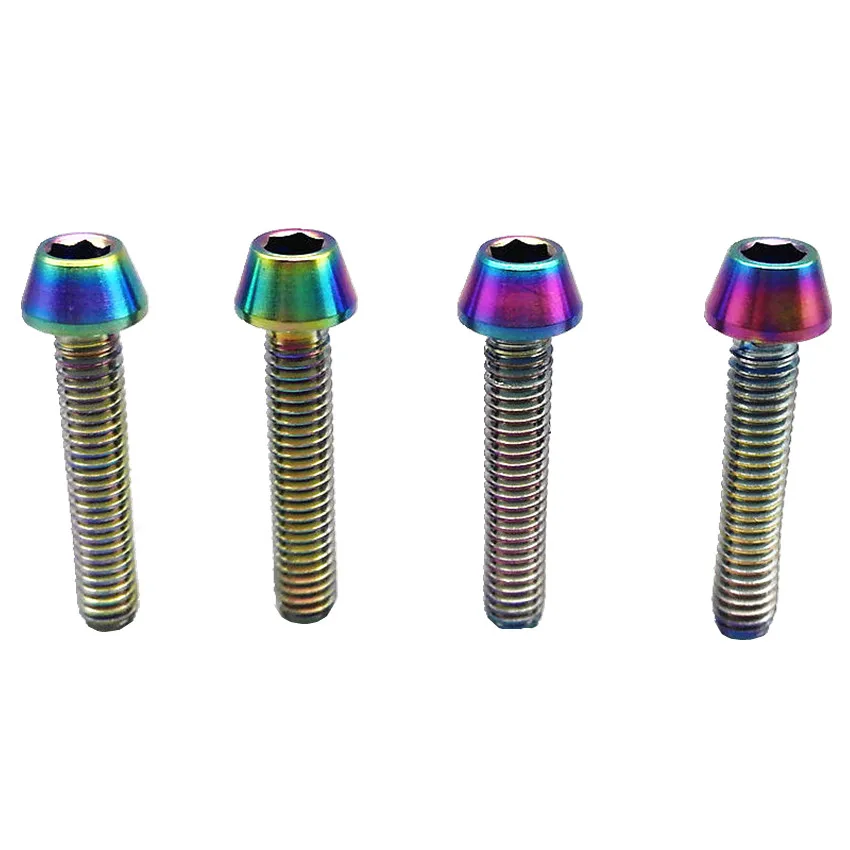 

Titanium Bolts Ti Bolt Shift Cables H/L Adjust M4 x8/15/20mm Bicycle Cone Head Hexagon Socket 4/6pcs Titanium Screws Ti Fastener