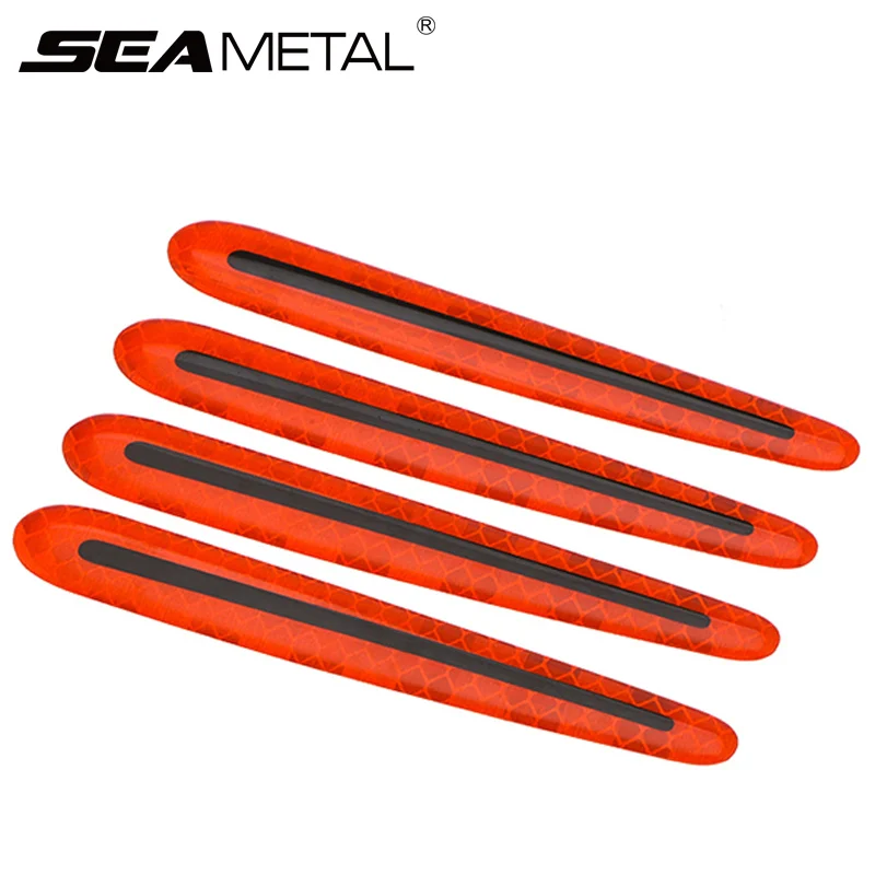 

4pcs Car Door Stickers Decals Reflective Strips Warning Reflector ABS Auto Doors Sticker Night Protector Car Styling Accessories