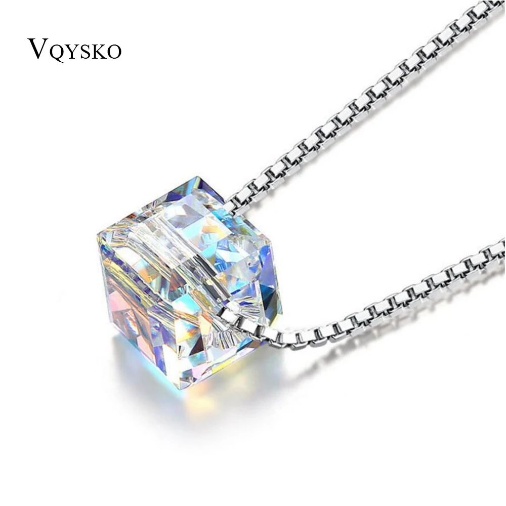 

925 Sterling Silver Necklace Jewelry Korean bright crystal pendants Silver accessories