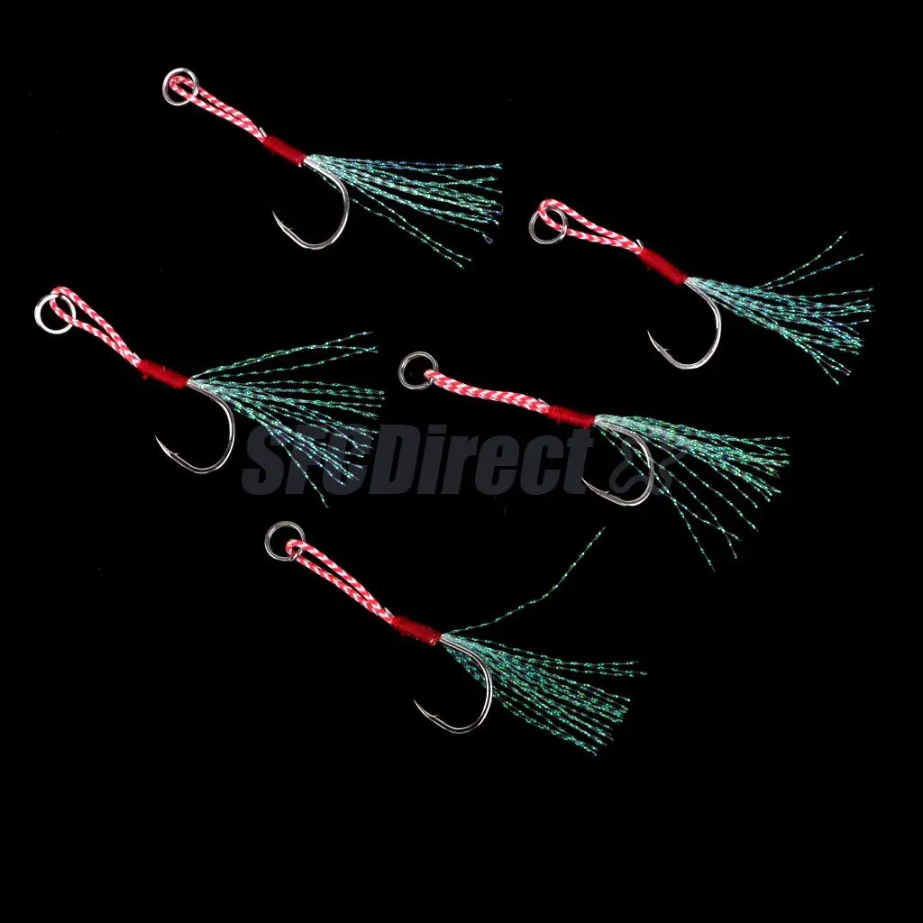 5Pcs Deep Sea Fishing Assist Hooks Worm Barbed Hooks Live Baits Hooks with PE Line 13# 15# 17#