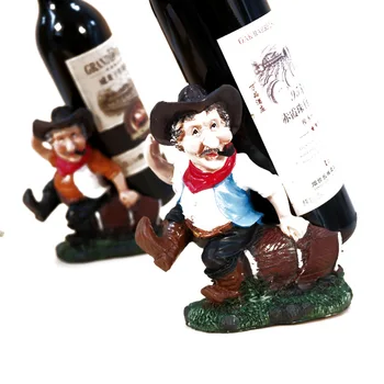 

Home Decoration Resin Wine Rack Western Cowboy Figurines Wine Holder Ornaments Desktop Crafts Kitchen Bar Cabinet Decor Gifts