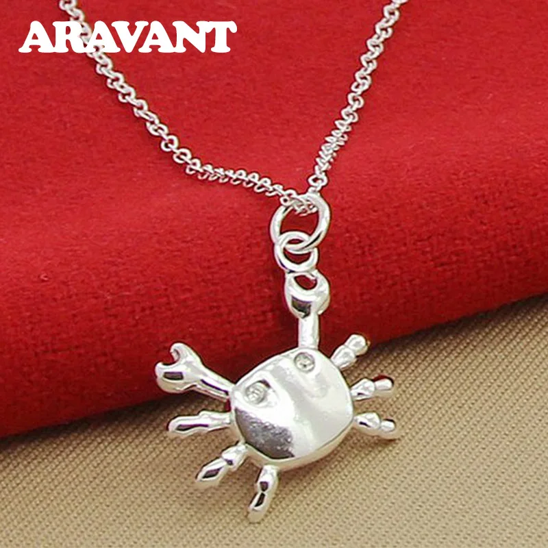 

Cute Crab Pendants Necklaces 925 Silver Chains Necklaces For Girls Jewelry Gifts