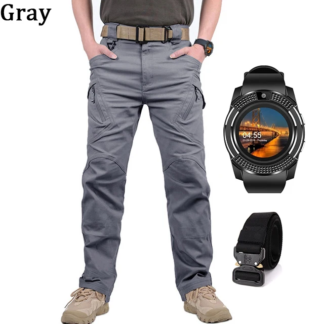 GEJIAN IX9, городские военные тактические брюки карго, мужские армейские брюки SWAT, мужские уличные водонепроницаемые спортивные штаны, pantalones hombre - Цвет: Небесно-голубой