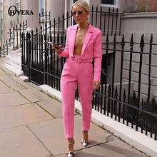 Ohvera, повседневные женские костюмы, офисные комплекты, флуоресцентный неоновый зеленый костюм для женщин,, укороченный топ и брюки, костюмы для женщин, Блейзер, набор