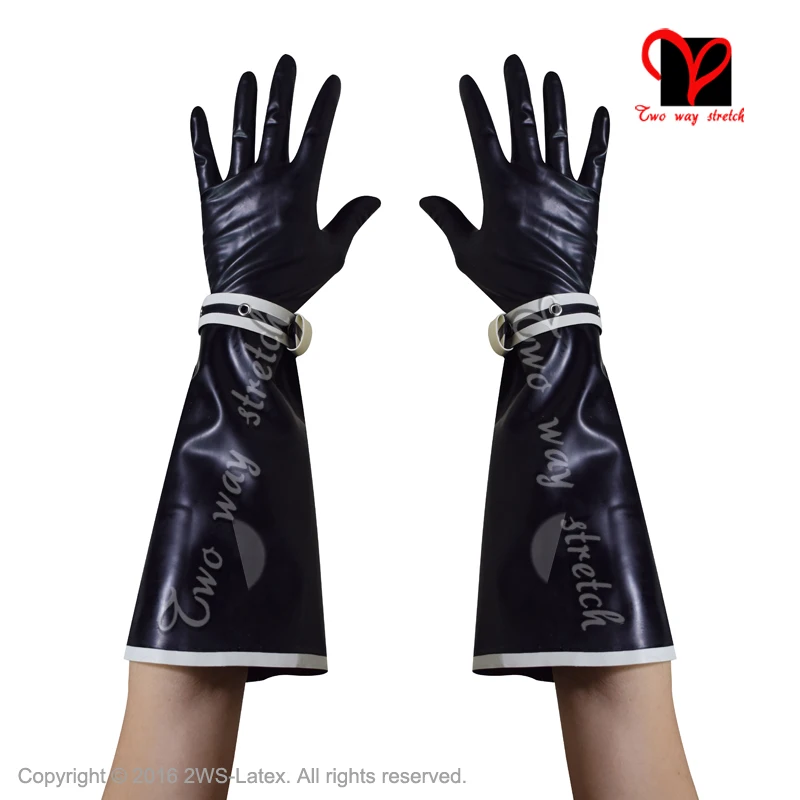 Пикантные черные латексные перчатки с застежкой-молнией и резиновый пояс варежки Gauntlet ST-031