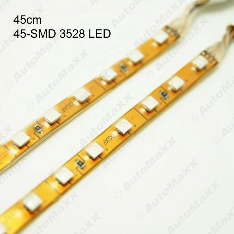 

2Pcs Waterproof 45cm 45-LED 3528SMD Flexible Car Eyebrow Decoration Strip LED Light Day Running Light #FD-4576