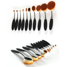 10pcs/set Tooth Brush Shape Oval Makeup Brush Sets MULTIPURPOSE Professional Foundation Powder Brush Kits