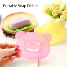 Товары для ванной комнаты, портативная мыльница, мыльница, коробка для хранения мыла, контейнер для ванной, пластиковая подставка для чашек в форме плюшевого мишки, держатель для мыла