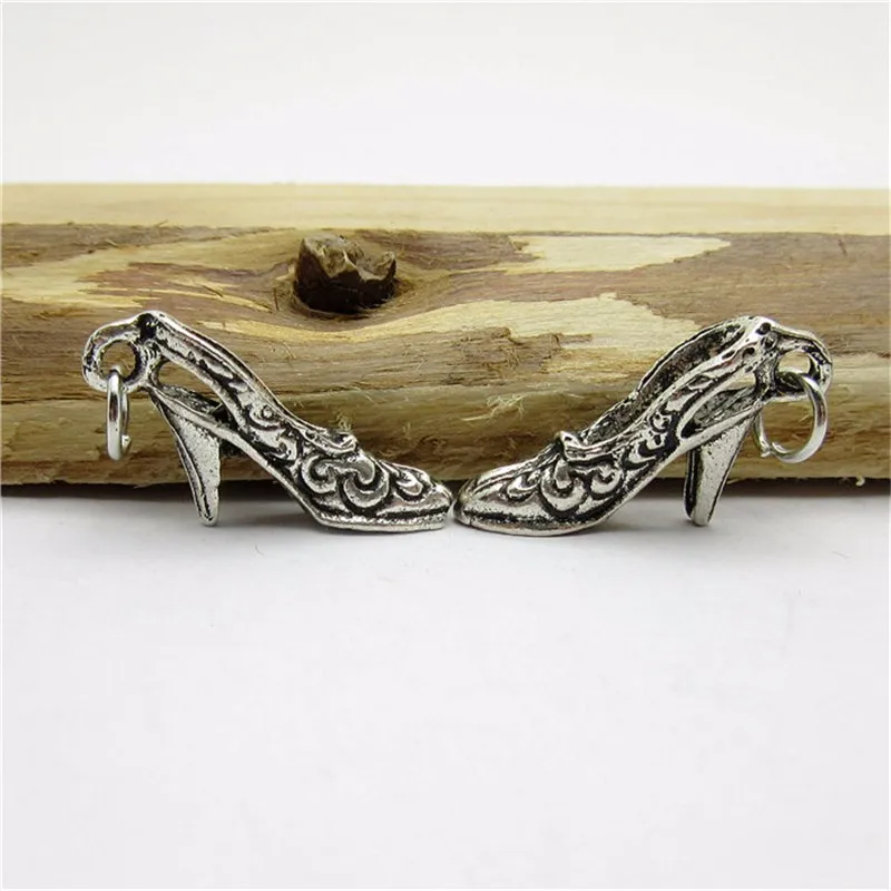 

65pcs(20*11mm) Vintage high-heeled shoes Charm fit for pandora style Bracelets Necklace Pendant DIY Metal Jewelry Making