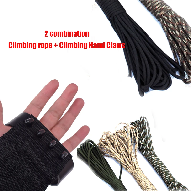 

2 PCS Outdoor Climbing Hand Claws + 1PC 20 m climbing rope 7 Strand Paracorde for Outdoor Campling Survival Kit